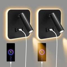 2 светодиодных настенных светильника для внутреннего освещения, прикроватная лампа с выключателем, USB-порт для зарядки, настенный светильн