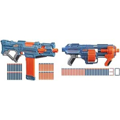 Nerf E9481F03 Моторизованный бластер Elite 2 Turbine CS-18, 36 дротиков Nerf, магазин с зажимами на 18 дротиков и бластер Nerf Elite 2 Shockwave RD-15 E9527F03, 30 дротиков Nerf, вр