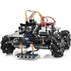 „OSOYOO“ daugiakryptis „Mecanum Wheels“ roboto automobilio rinkinys, skirtas „Arduino“ metalinės važiuoklės nuolatinės srovės varikliui, robotas STEM nuotoliniu būdu valdomas mokomasis „pasidaryk pats“ kodavimas vaikams, paaugliams, 