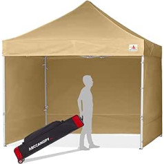 ABCCANOPY Pop-Up Gazebo Festival Sun Protection with 4 Side Panels 3 x 3 m Commercial Series, Beige