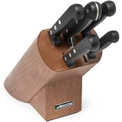 Arcos Serie Universal - Geschenkbox Küchenmesser-Set 5 Stück (5 Messer) - Klinge Nitrum Edelstahl - HandGriff Polyoxymethilen (POM) - Kiefernholzblock