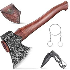 DRAGON RIOT Camping Axe Survival, 35 cm kirvio medinės kolonos, rankomis kaltas lauko kirvių rinkinys, aštrus vikingų kirvis, kirvis su medine rankena, mažasis Bushcraft kirvis su apvalkalu, dovanos vyrams