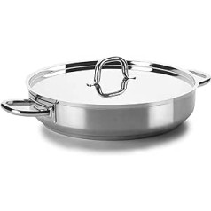 Lacor Chef-Luxe 54636 Paella-Pfanne mit Deckel, Edelstahl 18/10, 36 cm, Silber