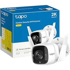 TP-Link Tapo 2K āra drošības kamera, kustības noteikšana, IP66 pret laikapstākļiem izturīga, iebūvēta sirēna, divvirzienu audio, 3MP, nakts redzamība, mākoņa un SD karšu krātuve, darbojas ar Alexa un Google Home (Tapo C310)