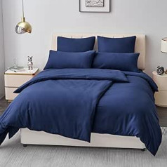 Aisbo Bed Linen, 135 x 200 cm, Blue, Duvet Cover 135 x 200 cm, 4-Piece Set with Pillowcase, Microfibre Bedding Set with Zip, Soft and Non-Iron