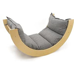 509 Jungle Plus Climbing Arch, Thick Cushion, Large Climbing Arch 2-in-1 Function for Children, Rocking Chair, Wooden Rocker, Convertible Montessori Climbing Frame, Wood Colour, Colour Melange Grey