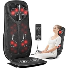 COMFIER Shiatsu masažinė sėdynės pagalvėlė su minkymo, voliojimo, vibracijos ir šildymo funkcija, kaklo ir pečių masažo pagalvėlė, masažinė kėdė, nugaros masažuoklis su vibracijos funkcija, dovanos