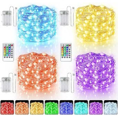 Colourful LED Fairy Lights Indoor Battery & USB, 16 Colours, 4 Modes Colour Changing Fairy Lights for Room with Remote Control Timer, 5 m, 50 LED LED Fairy Lights, Battery Operated for Bedroom, Party,
