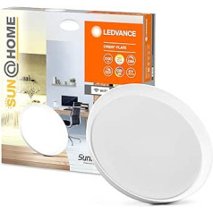 LEDVANCE SUN@HOME WiFi griestu apgaismojums, balts, 26 W, aptumšojams, 2100 lm, 2200-5000 K, 43 cm un 7 cm augsts, sienas un griestu apgaismojums ar Alexa diametru, Google vai vadāms, izmantojot lietotni, Smart+ Orbis Ceiling