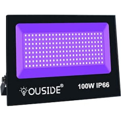 UV melna gaisma, OUSIDE 100 W LED melna gaismas prožektors skatuves dekoratīvais gaismeklis, AC85-265 V IP66 ūdensizturīgs 395-400 nm viļņu garums melnas gaismas lampas prožektors ballītēm, neona krāsas, grafiti,