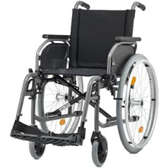 Bischoff & Bischoff S-Eco 2 invalido vežimėlis, sulankstomas, Kelioninis vežimėlis su perjungiamu stabdžiu, vežimėlis namams ir kelionėms, 52 cm sėdynės plotis, antracitas