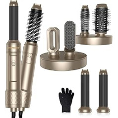 1000 W Airstyler 6-in-1 Hair Styler Warm Air Brush Set, Negative Ion Hair Styler with Hair Dryer, Round Brush Hairdryer, Hair Dryer Brush, Straightening Brush, Air Styler Thermal Brush Hair Dryer Set,