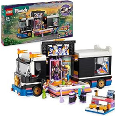 LEGO Friends Popzvaigznes tūrisma autobuss, mūzikas komplekts ar kravas automašīnas rotaļlietu un 4 figūriņām, veicina sociālo un emocionālo attīstību, dzimšanas dienas dāvana meitenēm un zēniem no 8 gadiem 42619