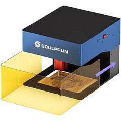 SCULPFUN iCube Pro Max 10 W lāzergravēšanas iekārta, mini lāzera griezējs ar dūmu filtru, lietotņu gravēšana, gravēšanas ātrums 10000 mm/min, temperatūras trauksme, 0,08 mm lāzera fokuss, kokam, metālam, akrilam