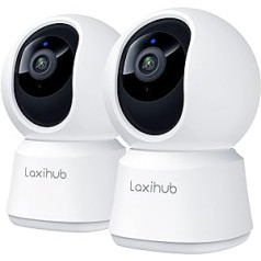 Suņu kamera ar lietotni Laxihub novērošanas kamera WiFi iekštelpu kamera 2,4 GHz mājdzīvnieku kamera 1080P HD nakts redzamības iekštelpu kamera 2 virzienu audio IP kamera mājdzīvnieku drošības kamera Kustības un trokšņu noteikšana Alexa