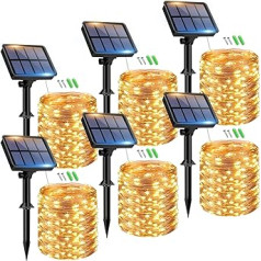 btfarm Solar Fairy Lights Outdoor, 6 x 15 m 150 LED Solar Fairy Lights Outdoor Weatherproof 8 Modes IP65 Waterproof Copper Wire Fairy Lights Outdoor Solar Outdoor dārza iekšpagalma koku pagalma ballītei