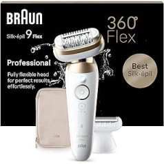 Braun Silk-épil 9 Flex epiliatorius lengvam plaukelių šalinimui, 9-041 3D, baltas/auksinis