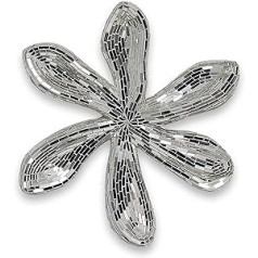 ADM - 'Flower 2' - Sculpture Decorated Made of Glass Mosaic for Wall Hanging - Silver - Height 51 cm