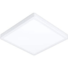 EGLO Fueva 5 LED griestu gaisma, garums x platums 28,5 cm, 1 spuldze, kas uzstādīta uz virsmas, vannas istabas griestu lampa izgatavota no tērauda un plastmasas gaismas virsma baltā krāsā, LED virsmas gaisma, silti balts, IP44