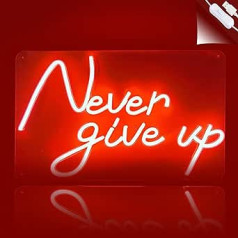 BringLuck2U Неоновая реклама «Никогда не сдавайся». Светодиодные неоновые огни. Украшение стен. Неоновая световая вывеска с буквой USB / переключ
