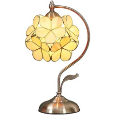 BIEYE L30754 Настольная лампа витражного стекла в стиле Тиффани с цветочным абажуром шириной 21 см, винтажное латунное основание, высота 42 см (кре