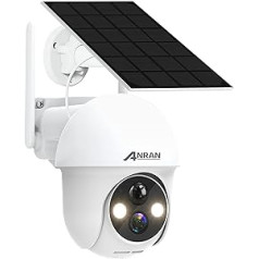 ANRAN Q01 lauko belaidė stebėjimo kamera su 360° vaizdu, 1080P saulės stebėjimo kamera lauke su išmaniąja sirena, 2 krypčių garsas, spalvotas naktinis matymas, atsparus vandeniui