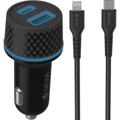 Devia Extreme PD QC USB-C Car Charger 52.5W + USB-C - Lightning cable