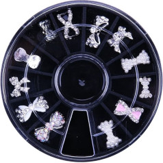 ‎Gowind6 Gowind6 12gab 3D Rhinestones Nail Art Glitter Bow Dekorācijas Manikīra rīks