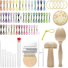 Windspeed Stopfeier Darner Egg Kit Contains 14 Hooks Small Small Weaving Darning Loom 9 Large Eye Needles 50 Colors Darning Yarn for DIY Crafts Home Sewing Care