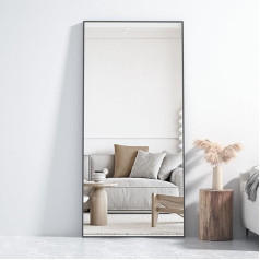 CASSILANDO Liels taisnstūra spogulis guļamistabai, grīdas spogulis, sienas spogulis, 165,1 x 60 cm, melns