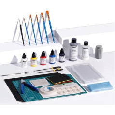3D Printer Accessory Tool Kit, ANYCUBIC 3D Printing Painting Kit, Water-Based Acrylic Paints (Black/Blue/Red/Yellow/White), Primer, Spray Gun, Brush, Sandpaper, Model Making Kit