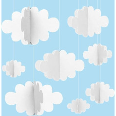 Vordpe Pack of 16 Fake Clouds for Ceiling 3D Cloud Hanging Decorations Mākslīgie mākoņi Rekvizīti Mākoņi Ornaments bērnu istabai Bērnu kristību ballīte Kāzu skatuves dekori (White)