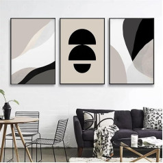 3-Piece Premium Poster Set, Black Beige Abstract Art Pictures, Boho Decorative Wall Decoration for Living Room, Bedroom, Modern Art Print Wall Pictures, Without Frame Pictures (50 x 70 cm)