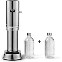 Aarke Carbonator Pro, Water Carbonator with Glass Bottle, Stainless Steel Finish & Glass Bottle for Carbonator Pro, Dishwasher Safe, with Stainless Steel Details
