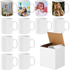 MSYU Sublimācijas krūzes 11oz 12 baltu keramikas kafijas krūžu komplekts Tazas Para Sublimation Keramikas pārklājumu krūzes Sublimācijas tukšās krūzes piena, Latte, karstā kakao un