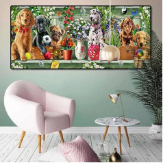 JICFDAO /110 x 50 cm 5D Diamond Painting Garden Landscape, DIY Diamond Painting Dog, Round Beads Diamond Complete Set Animals for Children, Handicraft/Craft, Wall Decoration at Home, Adults