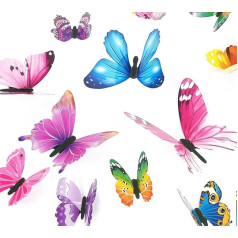 Tianorcan Pack of 48 3D Butterflies Dekoratīvie tauriņi Dekoratīvās tauriņu uzlīmes Tauriņu apdare Sienas uzlīmes Noņemamas sienas uzlīmes Mājas apdare Bērnu istabas guļamistabas apdare (Multi-Colour)