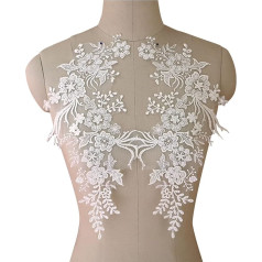 NICENEEDEDED Flower Lace Applique, baltas ziedu mežģīnes Patches izšūti apdares, izšūšanas šūšana šūšanas ziedu auduma apkakle Patch Patch motīvs Motif Embellishments for Brides Prom Dress Wedding Clothing Crafts