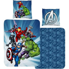 Gultas veļa 135 x 200 cm Flannel Boys Marvel Avengers Cuddly Soft ziemai 1 x spilvendrāna 80 x 80 cm + Segas pārvalks 135 x 200 cm 100% kokvilna