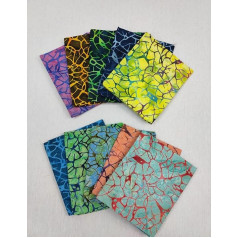 Midland Textiles Limited Bali Batik 100% kokvilnas audums Indonēzijas 10 gabali 50 cm x 50 cm ar rokām krāsots Fat Quarter Bundle Pack Šūšana Quilting Crafts Patchwork (Pack G)