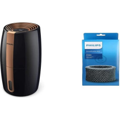 Philips 2000 sērijas gaisa mitrinātājs HU2718/10 - dabīgs un higiēnisks gaisa mitrinātājs, melns/vara un FY2401/30 oriģinālais rezerves filtrs (HU4814, HU4813, HU4811, HU4803, HU4801), pelēks