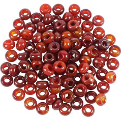 Lovionus89 Pack of 20 Large Hole Loose Stone Rondelle European Beads for Charms Bracelet Crystals Jewellery Requirements DIY Carnelian