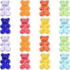 Stiesy 120 gab Krāsaini gumijas lāču pērlītes Kawaii Candy pērlītes Teddy Bear pērlītes rotaslietu darināšanai Aproce Auskari Auskari Kaklarota Amatniecība