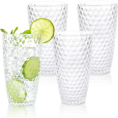 BELLAFORTE - BELLAFORTE - Tritan Tumblers Tall Clear Laguna Beach Tumblers - trauku mazgājamā mašīnā mazgājamas plastmasas glāzes - nesadalāmas glāzes lietošanai iekštelpās un ārpus telpām, nesatur BPA