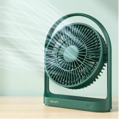 JISULIFE galda ventilators, USB ventilators 4000 mAh ar 4 ātrumiem, neliels klusais galda ventilators, maksimums 15 stundas, uzlādējams akumulatora galda ventilators lietošanai mājās/birojā/āra apstākļos, zaļš