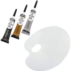 Blumie Shop Set of 3 Pebéo Relief Tubes All Media Black + Gold + Silver + 1 Oval Palette