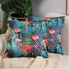 COFEDE Spilvenu pārvalki 50 x 50 cm 2 Pack Ūdensizturīgi āra dīvāna spilvenu pārvalki 50 x 50 cm (Flamingo)