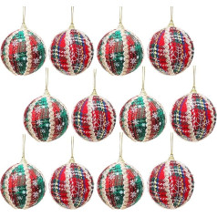 Christmas Concepts® 12-8cm tradicionālo Tartan Ziemassvētku bumbulīšu iepakojums - luksusa Ziemassvētku rotājums