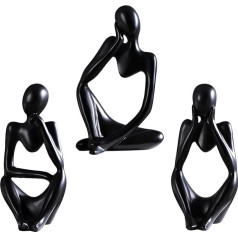 Wenrou Pack of 3 Black Abstract Art Sculpture, Modern Abstract Art Skulptūras Dekorēšana, Skulptūras melnā krāsā, Abstract Resin Sculpture, Ornaments, Modern Home Decoration, Desk Decoration