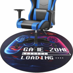 Capslpad Gaming Chair Mat for Hardwood Floor, Non-Slip Floor Protection, Game Controller, Rubber Gaming Computer Chair Mat for Playroom, Home, Office Decor (Round 120 cm, Black)